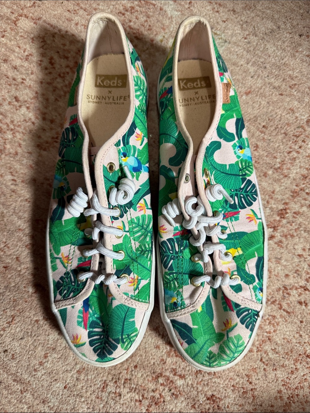Keds x Sunnylife Tropical Leaf Canvas Sneakers in Green and White